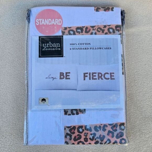 Urban Domain Always Be Fierce White and Animal Print Standard Pillow Cases - Picture 1 of 7